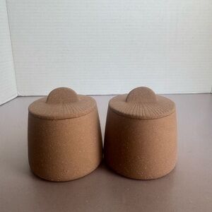 Citrine Sandstone Brown Ceramic Salt and Pepper Pinch Bowls